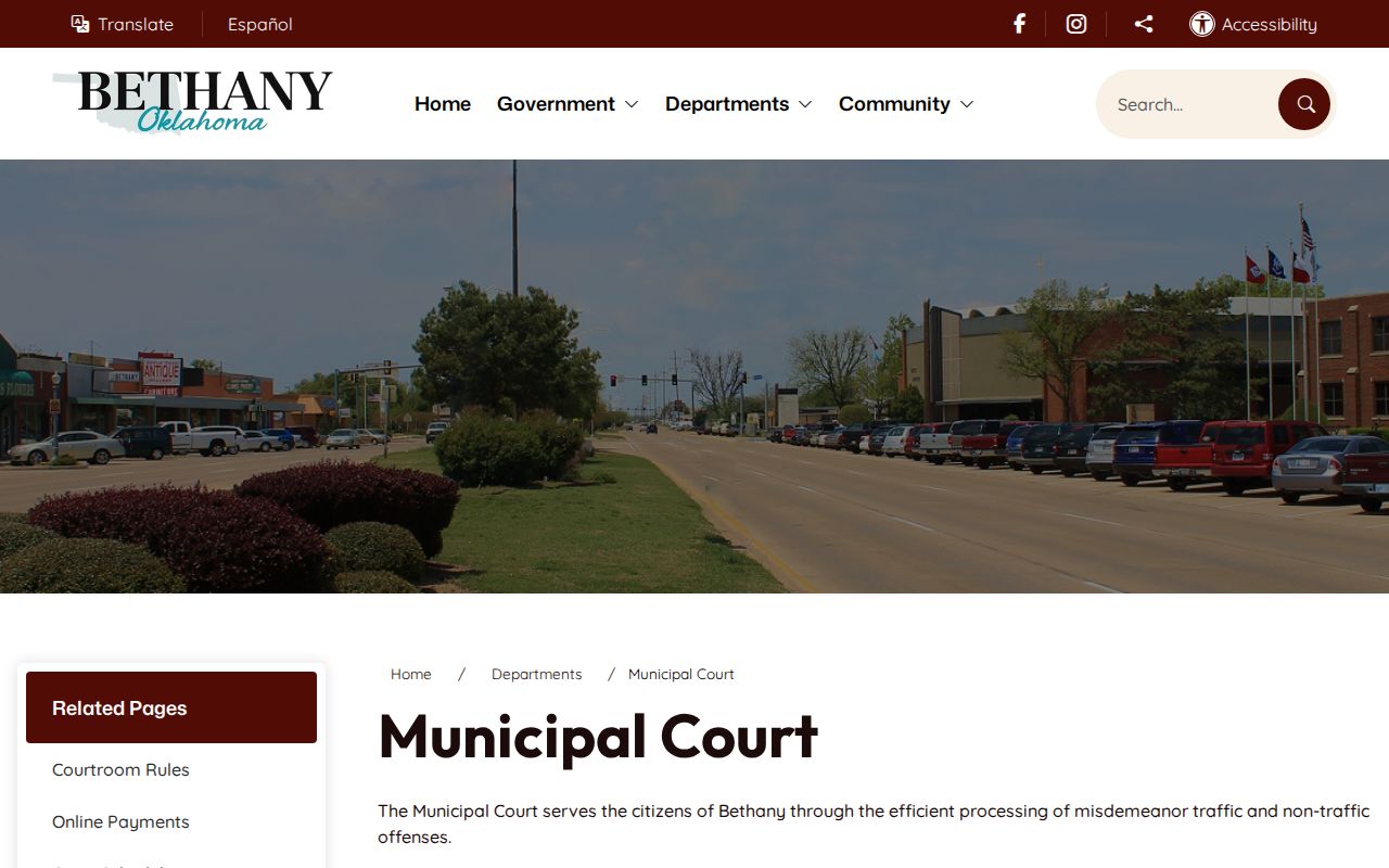 Bethany Municipal Court for Bethany warrant records