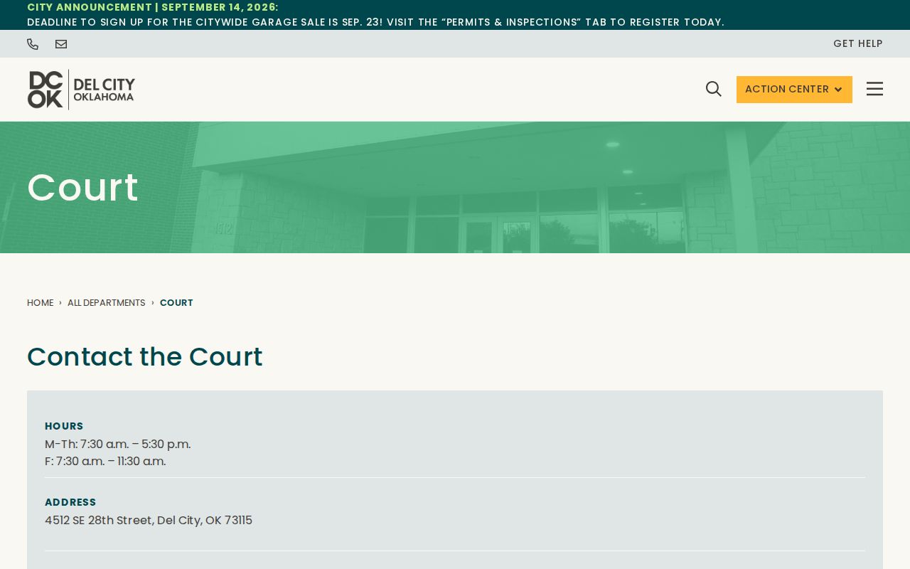 Del City Municipal Court and warrant records portal context